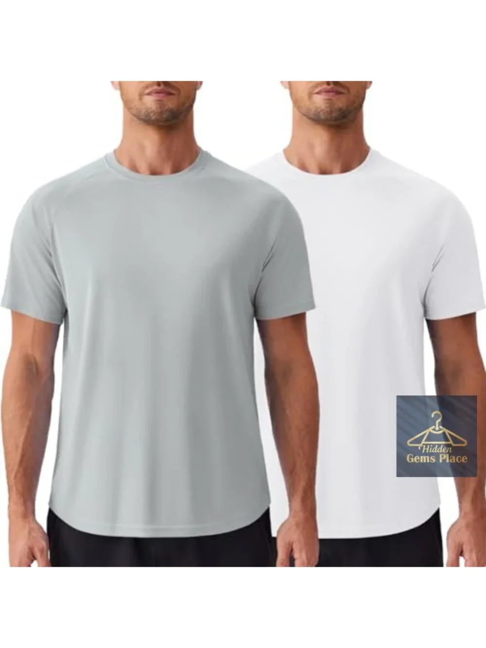 UPF50+ Men's Rash Guard Shirts 2-Pack Quick Dry Short Sleeve Athletic Sun